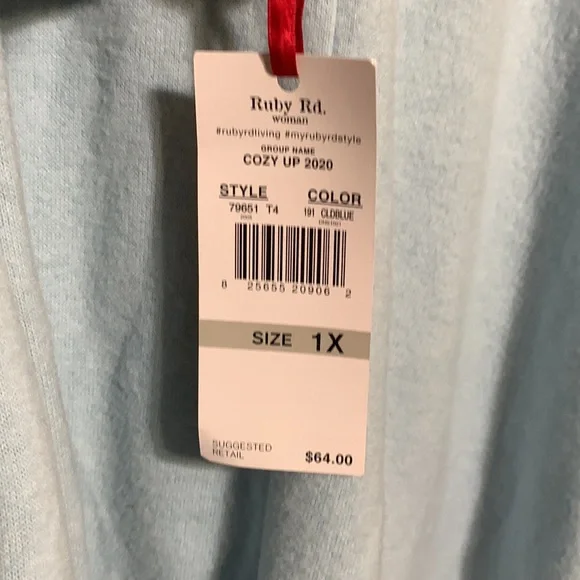 RUBY RD. WOMAN -Blue ,large neck line , fuzzy pullover. 🆕 - Picture 3 of 12